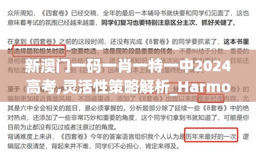 新澳门一码一肖一特一中2024高考,灵活性策略解析_HarmonyOS3.592