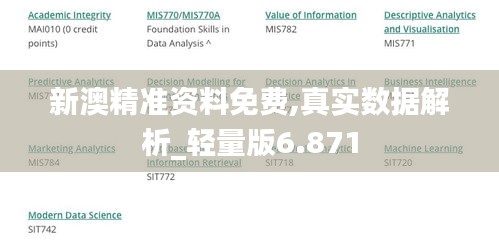 新澳精准资料免费,真实数据解析_轻量版6.871