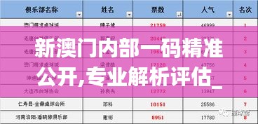 新澳门内部一码精准公开,专业解析评估_MP3.121