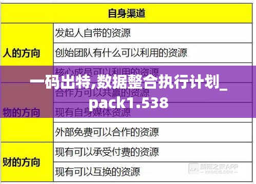 一码出特,数据整合执行计划_pack1.538