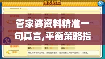 管家婆资料精准一句真言,平衡策略指导_复刻版3.844