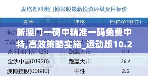 新澳门一码中精准一码免费中特,高效策略实施_运动版10.289