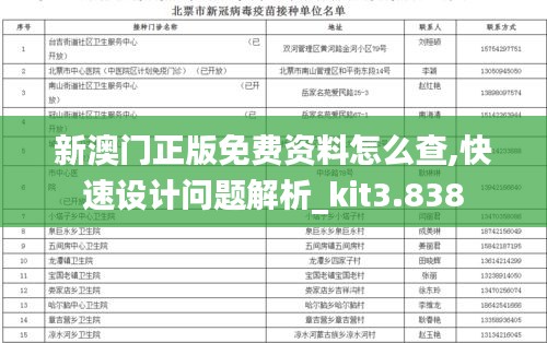 新澳门正版免费资料怎么查,快速设计问题解析_kit3.838